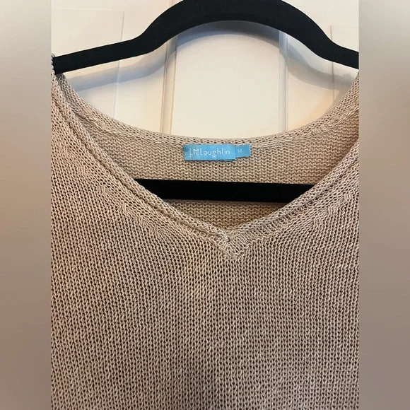 J.McLaughlin Callum Sweater Knit V-Neck Minimalist Coastal Tan Medium - Picture 3 of 4